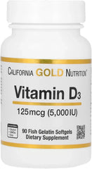 California Gold Nutrition, Vitamin D3, 125 mcg (5,000 IU), 90 Fish Gelatin Softgels