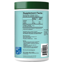Collagen peptides jar back label with supplement facts and ingredient list