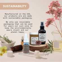 Sustainability scene with skincare bottles and droppers on a tabletop