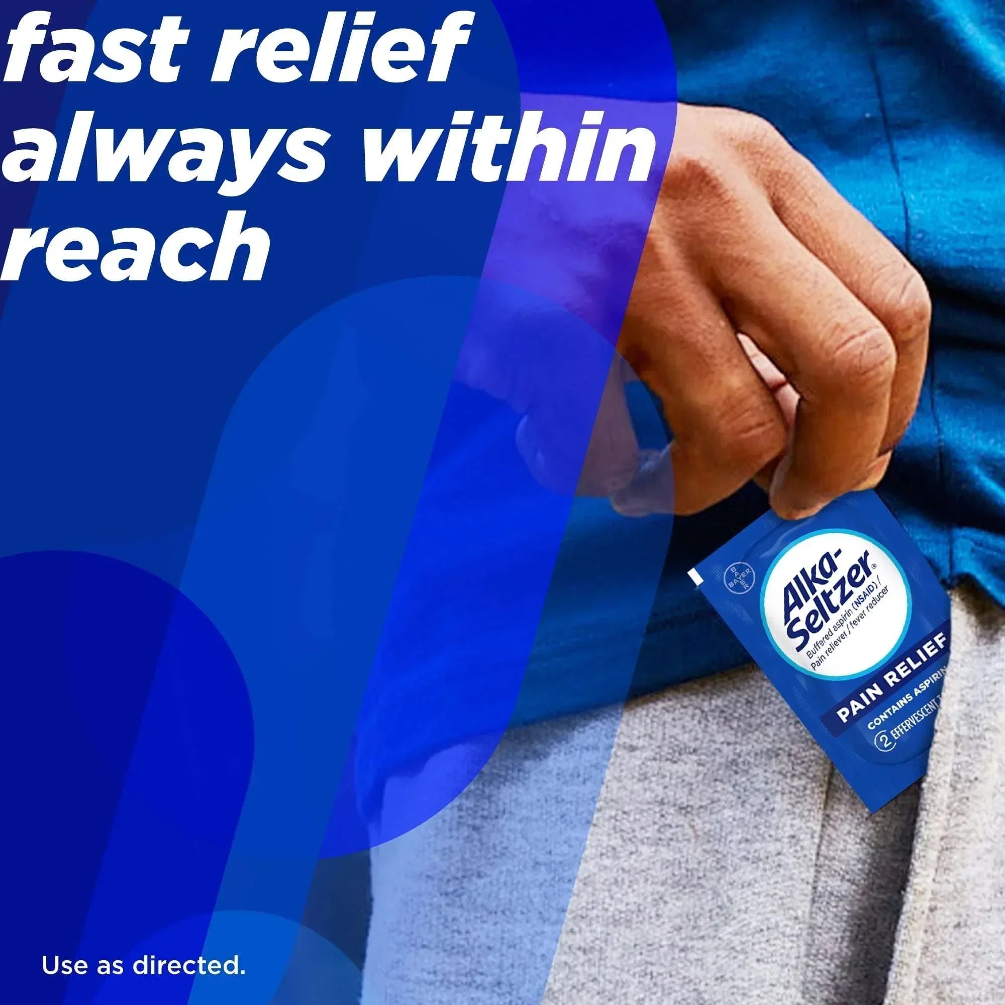 Alka-Seltzer Pain Relief Aspirin Effervescent Tablets, Package May Vary, 24 Count