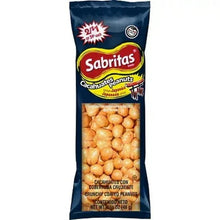 Sabritas cacahuates peanuts snack bag, blue with crunchy coated peanuts.
