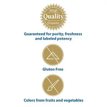 Schiff Quality Guarantee badge with gluten-free symbol and fruit & vegetable colors