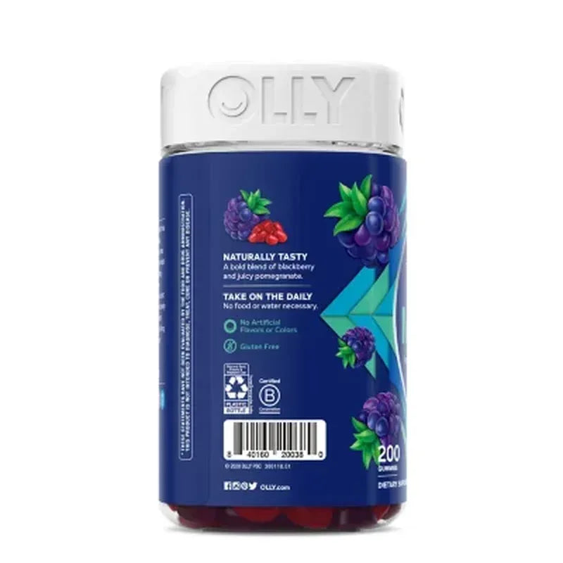 OLLY Men’s Multivitamin Gummy, Blackberry Flavor, 200 Count