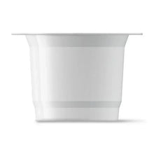 White coffee pod cup for decaf Colombian, blank side view
