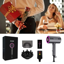 NEXPURE ionic hair dryer kit, grey dryer with purple ring and included accessories