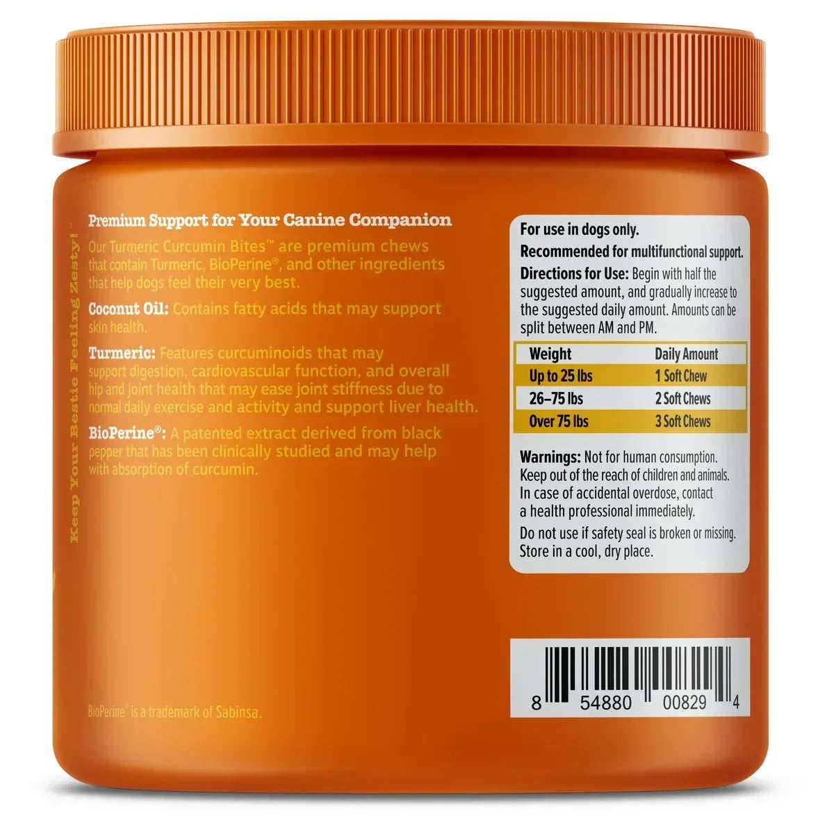 Zesty Paws Turmeric Curcumin Bites for Dogs, to Support Liver Function, Bacon, 90ct