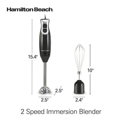 Hamilton Beach 2-Speed Immersion Hand Blender for Kitchen with Blending Wand & Whisk, Black