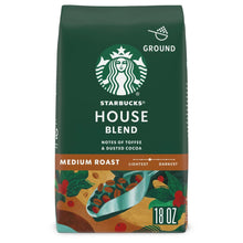 Starbucks House Blend ground coffee bag, medium roast, 18 oz with toffee and cocoa