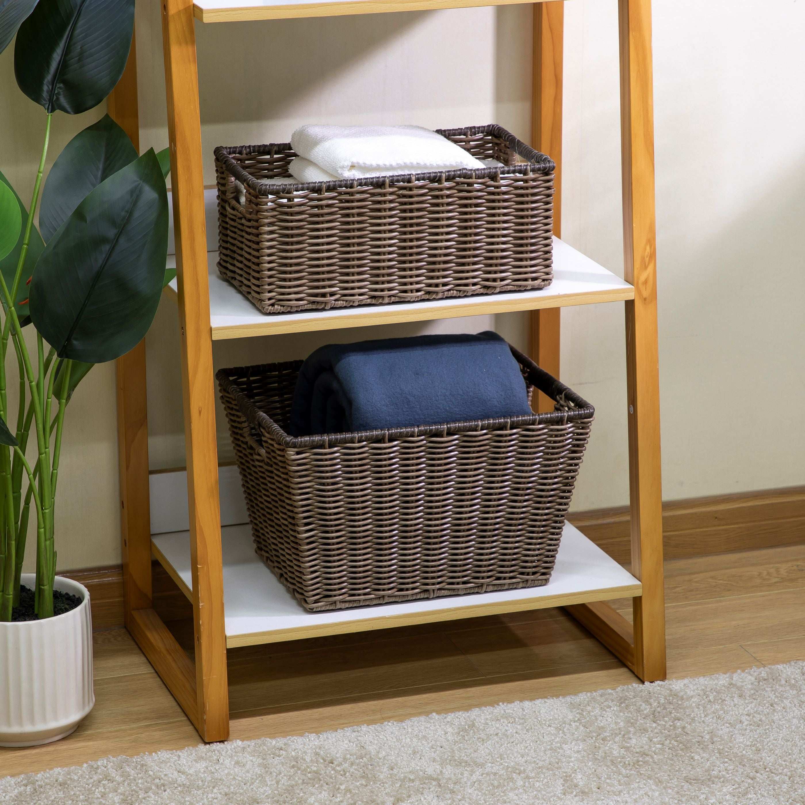 Better Homes & Gardens Large Poly Rattan Decorative Storage Basket with Handles, 14 in x 11 in x 8.5 in