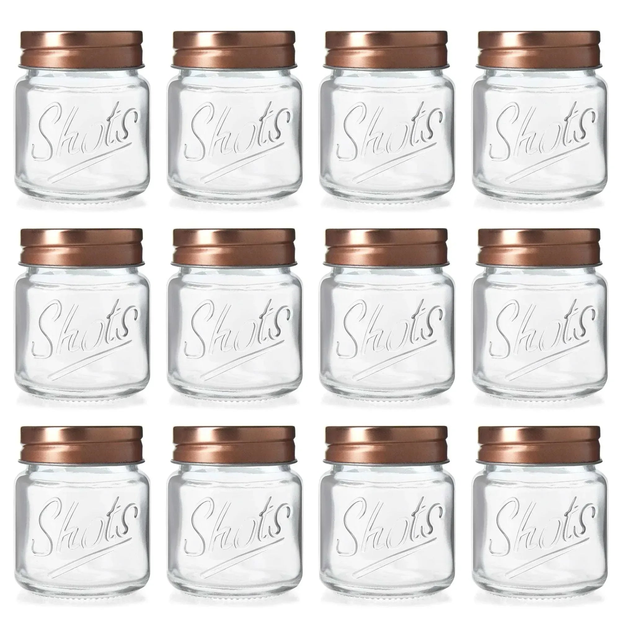 12 Pack Mini Mason Jar Shot Glasses with Lids, 2 oz for Ginger Shots, Juices, Cocktails, Homemade Sauces