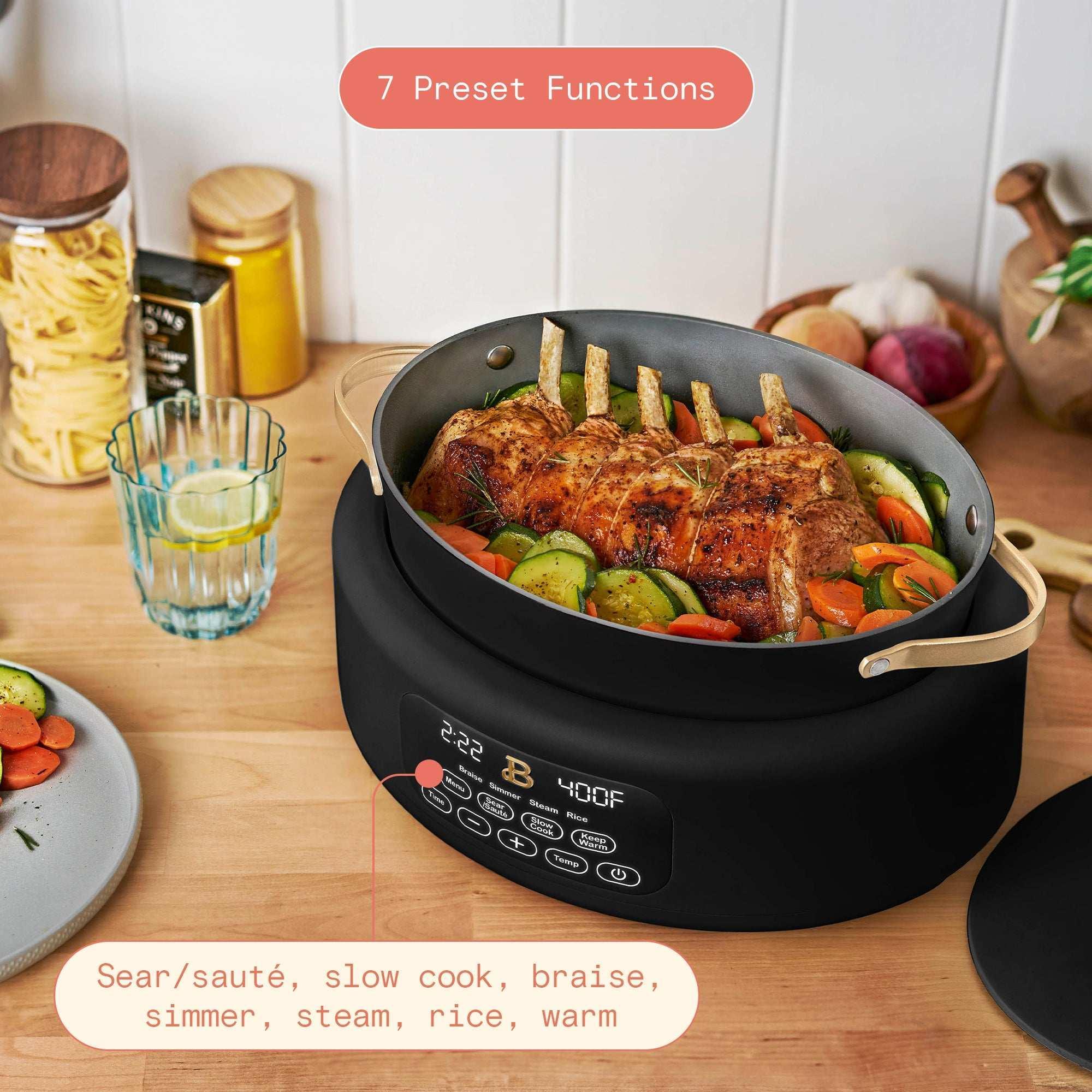 Beautiful 10 in 1, 6 Qt Electric Multi-Cooker, Black Sesame by Drew Barrymore
