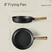 Carote titanium nonstick frying pan skillet size diagram, black pan with wood handle