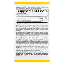 SAMe enteric-coated tablet supplement facts panel on package back