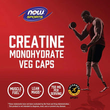 Creatine monohydrate veg caps sports packaging with athlete holding dumbbells