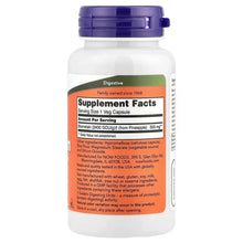 NOW Foods Bromelain bottle back label showing Supplement Facts and serving size