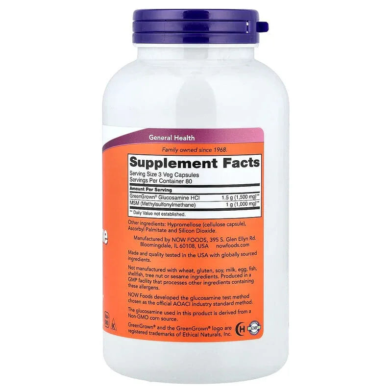 NOW Foods, Vegetarian Glucosamine & MSM, Veg Capsules