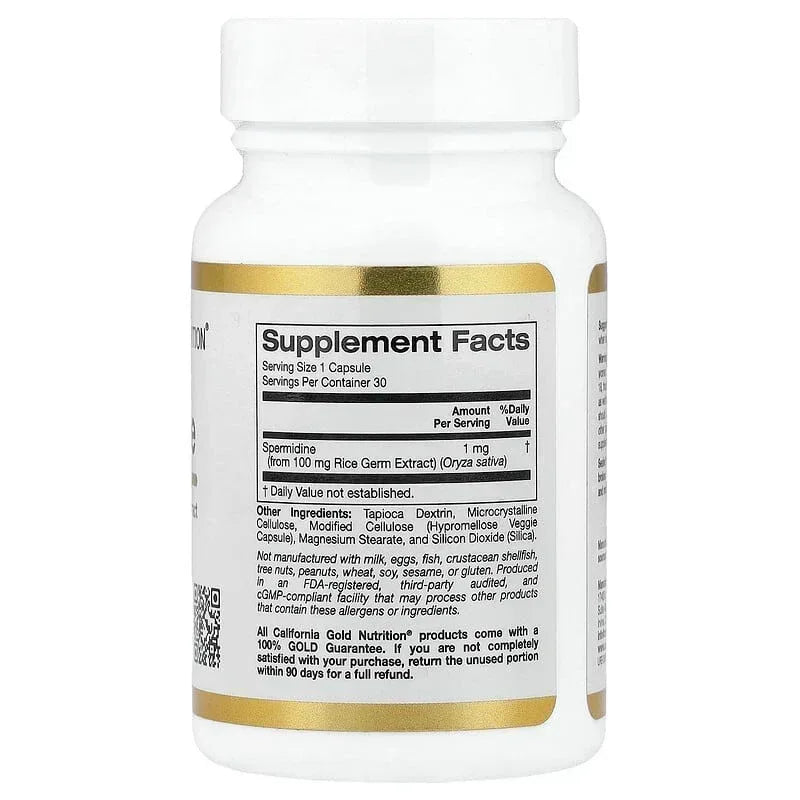 California Gold Nutrition, Spermidine, Rice Germ Extract, 1 mg