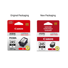 Canon PG-245 XL black ink cartridge in original vs new packaging layout