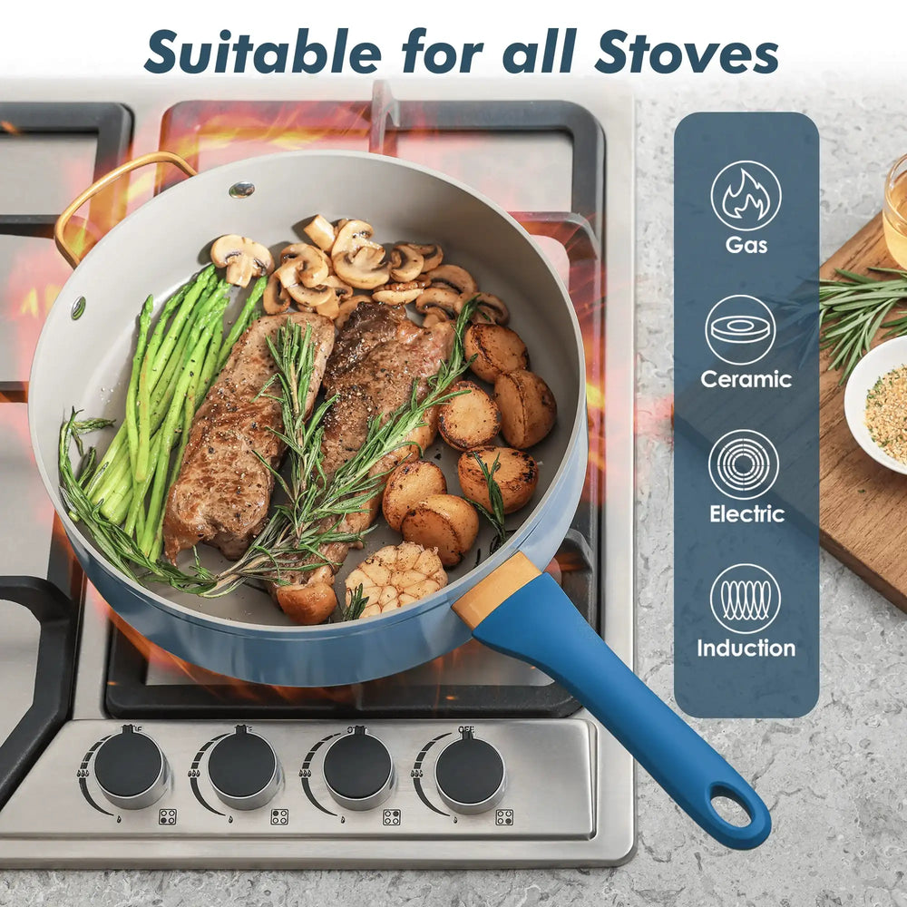 SENSARTE Nonstick Pots and Pans Set, 18Pcs Non Stick Cookware Sets, Induction Kitchen Cookware Sets