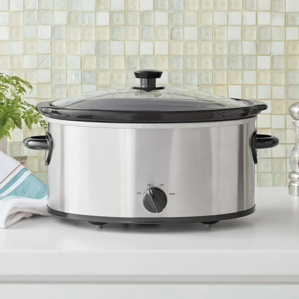 Mainstays 6 Qt Manual Slow Cooker, Stainless Steel - USA MEGA SHOP