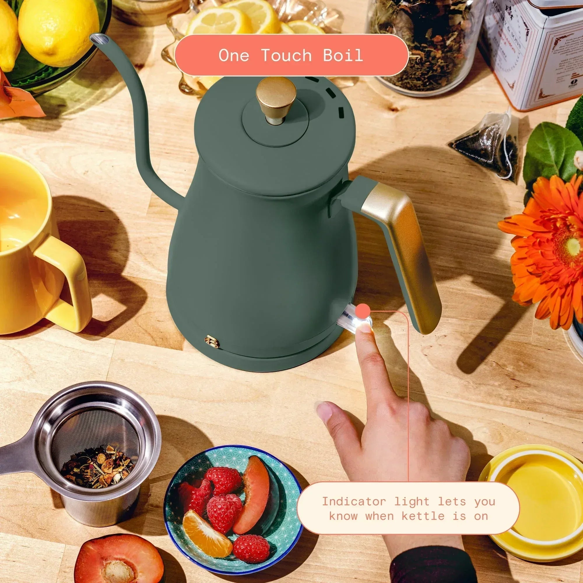 Beautiful 1-Liter Electric Gooseneck Kettle 1200 W, by Drew Barrymore