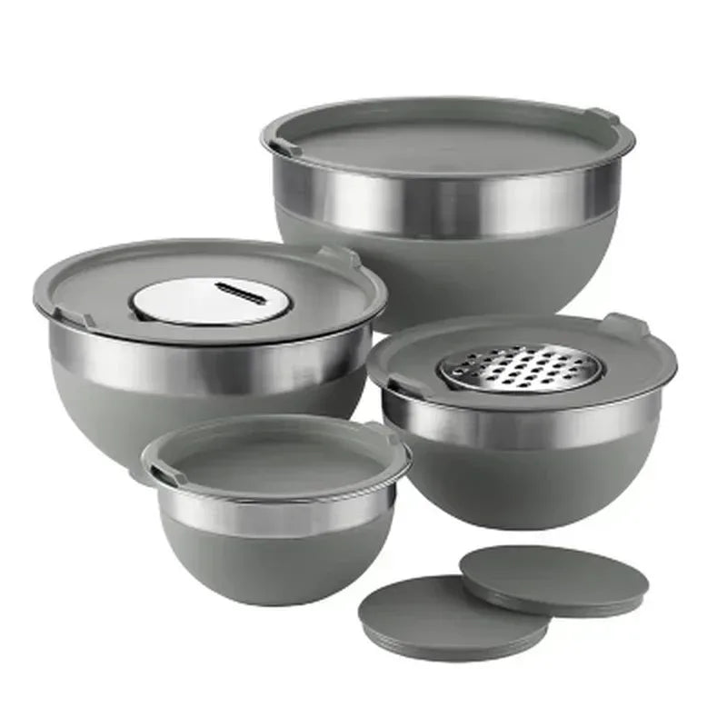 Tramontina 10-Piece Stainless Steel Mixing Bowls, Covers & Graters Included (Assorted Colors)