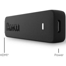 Roku streaming media stick side view with HDMI and power port