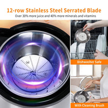 12-row stainless steel serrated blade inside juicer strainer, close-up