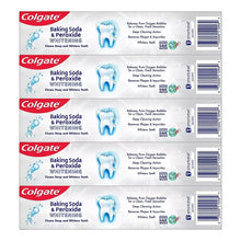 Baking soda and peroxide whitening toothpaste 5-pack, back label view with UPCs