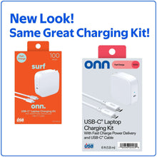 USB-C laptop charging kit box showing charger and USB-C cable