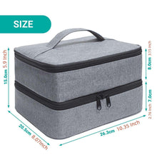 Grey medicine bag with zipper and top handle, shown with size measurements