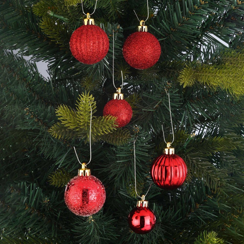Mini Red Multi-Textured Shatterproof Christmas Ornaments, 20 Count, by Holiday Time - USA MEGA SHOP