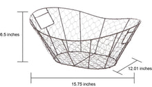 Chicken wire storage basket dimensions, dark brown frame with handles