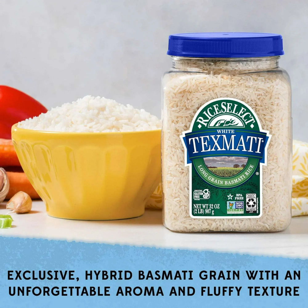 RiceSelect Texmati White Rice, American-Style Basmati Rice, Gluten-Free, Non-GMO, 2 lb Jar - USA MEGA SHOP