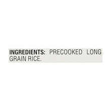 Instant white rice ingredients panel: precooked long grain rice