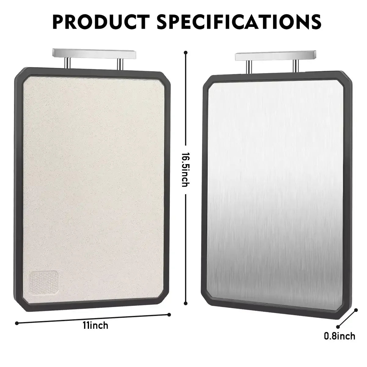 Double-Sided Cutting Board, AOKIWO Large Cutting Boards with Handle & Knife Protector finger guard，Non toxic Stainless Steel Wheat straw PP Chopping Board for Kitchen meat and vegetables-16 * 11 Inch - USA MEGA SHOP