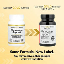 California Gold Nutrition Beauty Menopause Support bottles, same formula new label text