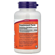 NOW Foods PABA 500 mg supplement bottle back label with Supplement Facts