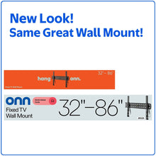 Fixed TV wall mount graphic showing black bracket with 32–86 in size range