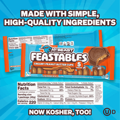 Feastables MrBeast Chocolate Peanut Butter Cups, 1.41 oz (40g), 5 Count