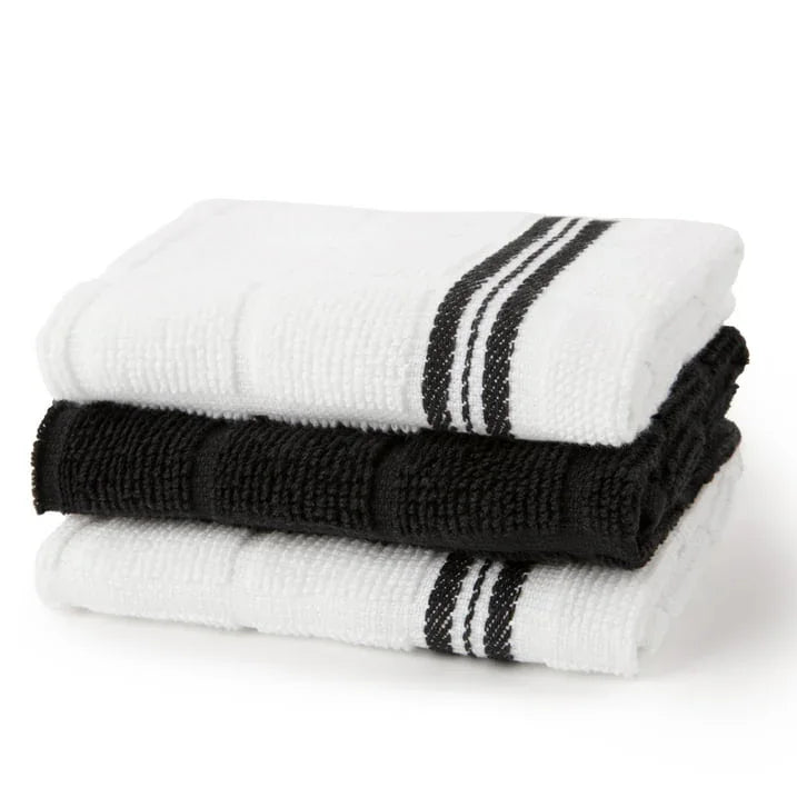 Mainstays 8-Piece Cotton Kitchen Towel, Dishcloth, Oven Mitt, and Pot Holder Set, Black - USA MEGA SHOP