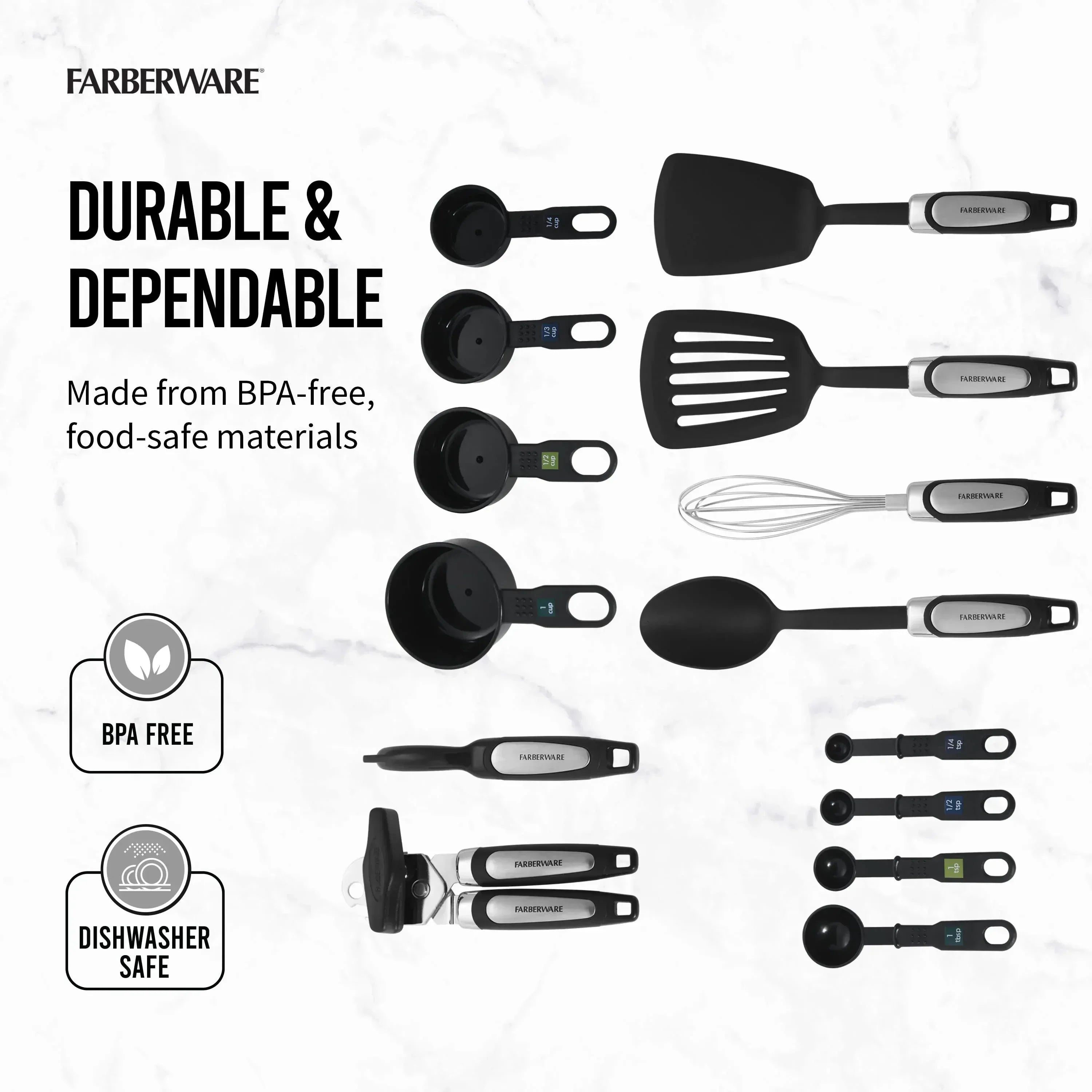 Farberware Professional 14-Piece Kitchen Tool and Gadget Kitchen Utensil Set in Black