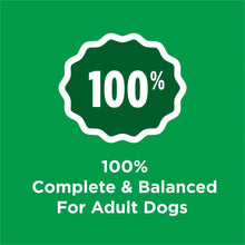 100% badge graphic reading 100% complete & balanced for adult dogs