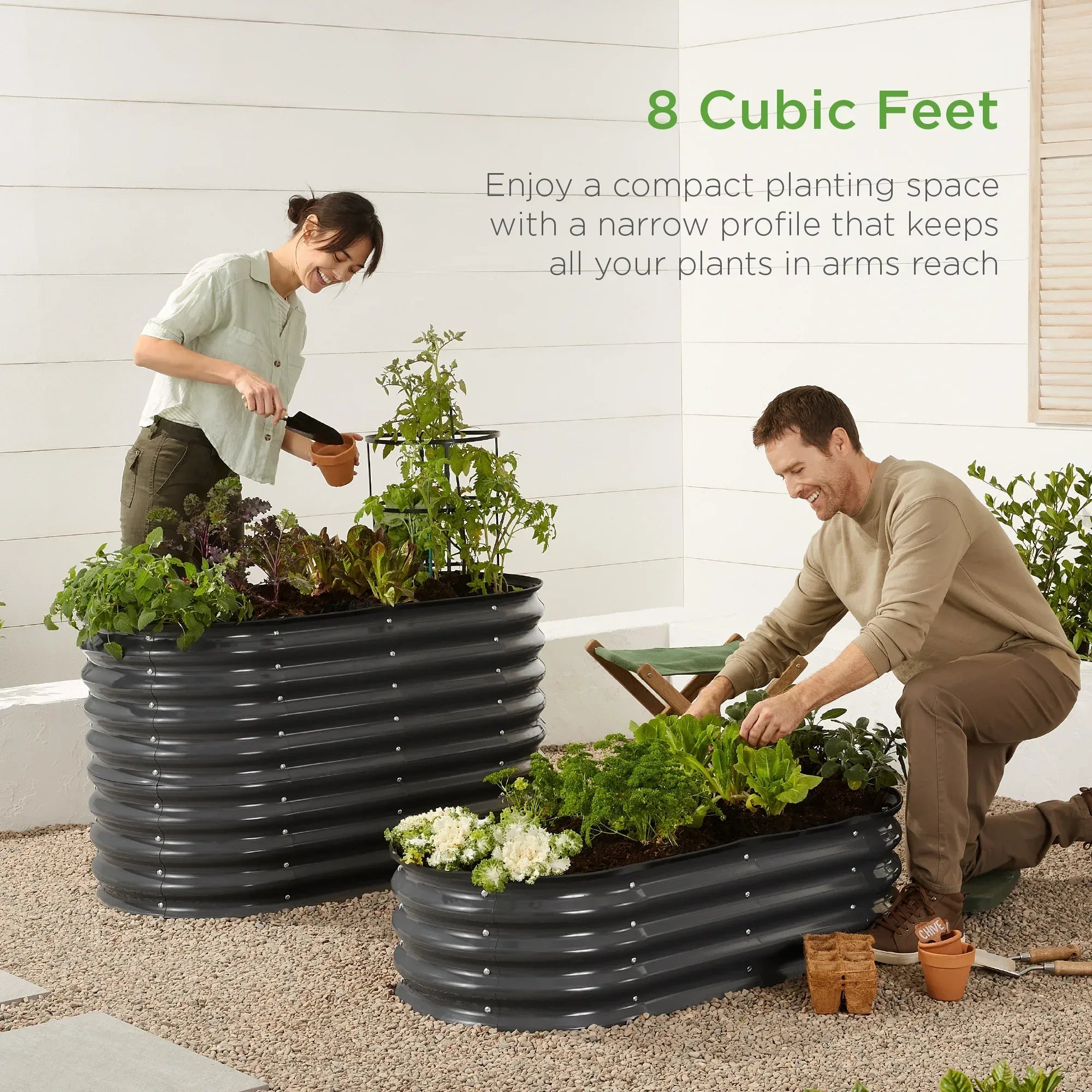 Best Choice Products 4x2x1ft Outdoor Raised Metal Oval Garden Bed, Planter Box for Vegetables, Flowers - Charcoal