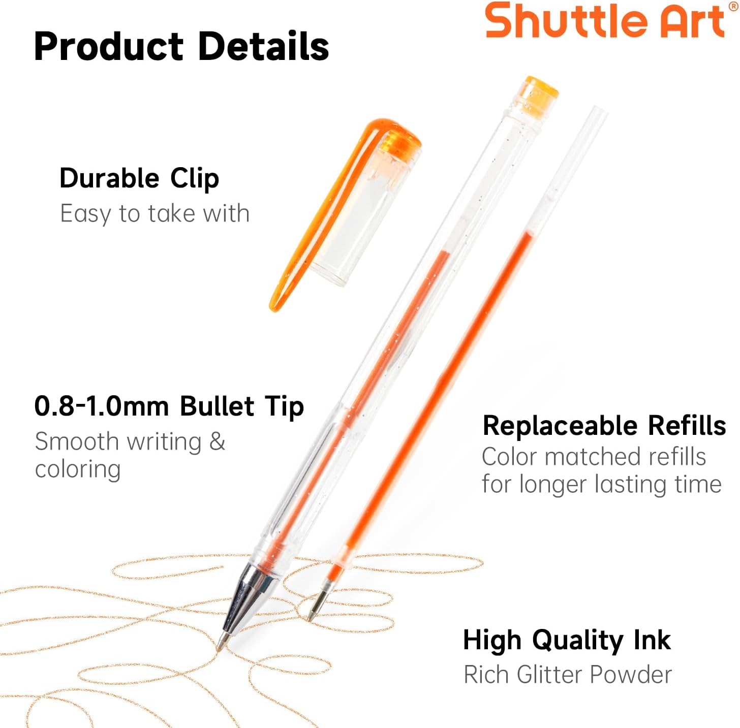 240 Pack Glitter Gel Pens, Shuttle Art 120 Colors Glitter Gel Pen Set with 120 Refills for Adult Coloring Books Craft Doodling