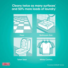 Cleaning graphic for surfaces: floor, sink, toilet seat, white clothes