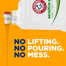 Laundry detergent jugs with pump, 'No lifting, no pouring, no mess' callouts