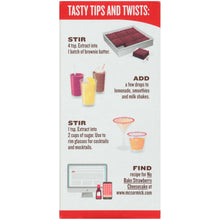 Strawberry extract box back panel with tasty tips and recipe ideas