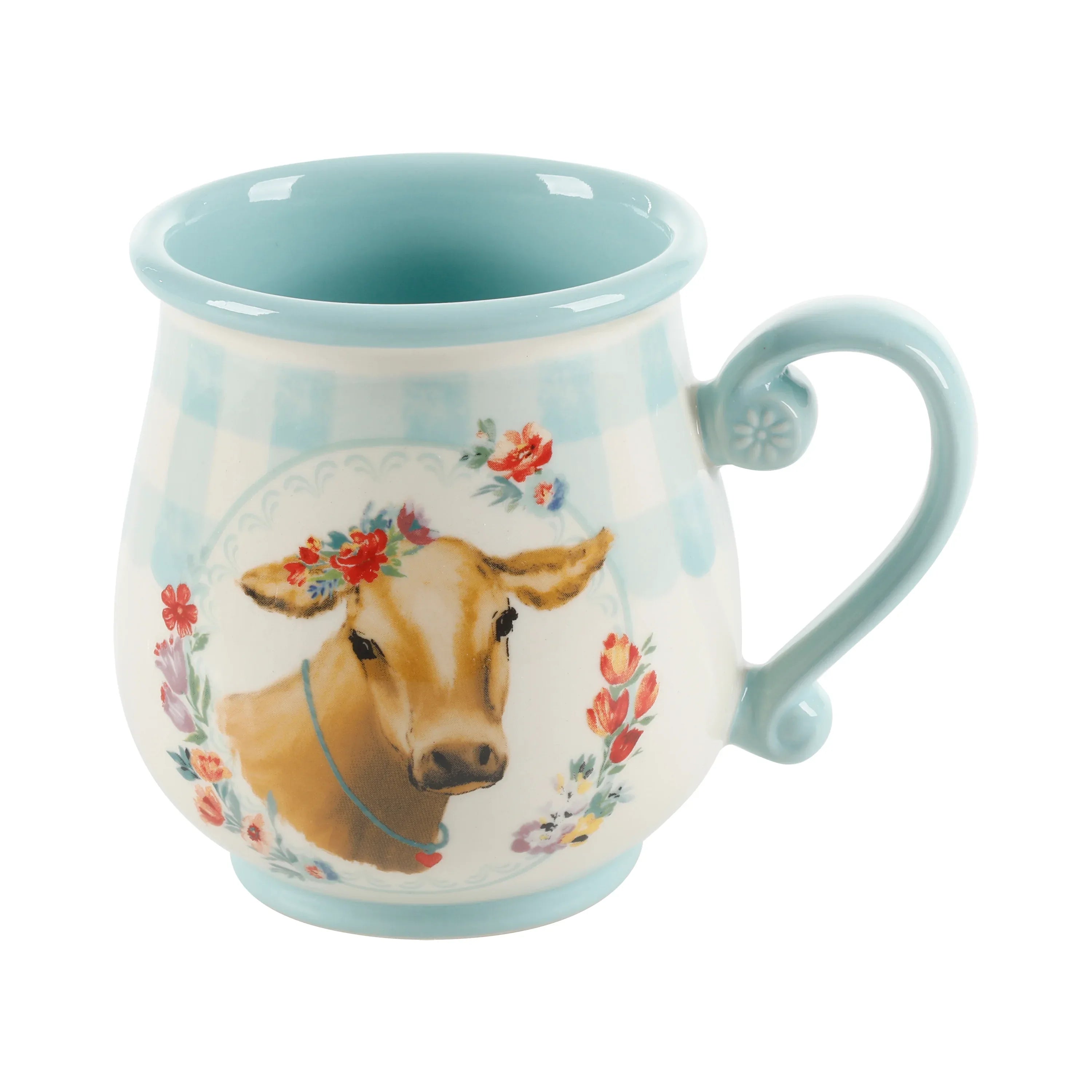 The Pioneer Woman Novelty Gingham 16 oz Multi-Color Stoneware Mugs, Set of 4