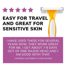 Women’s razor with orange handle and lubricating strip